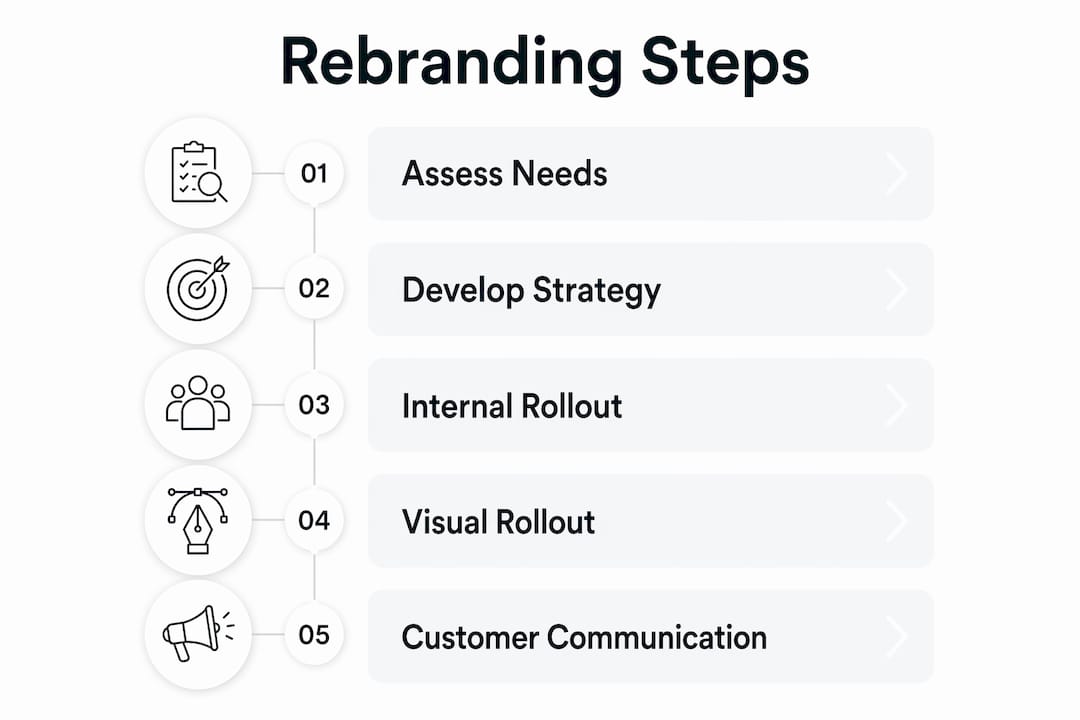 Infographic illustrating rebranding campaign steps