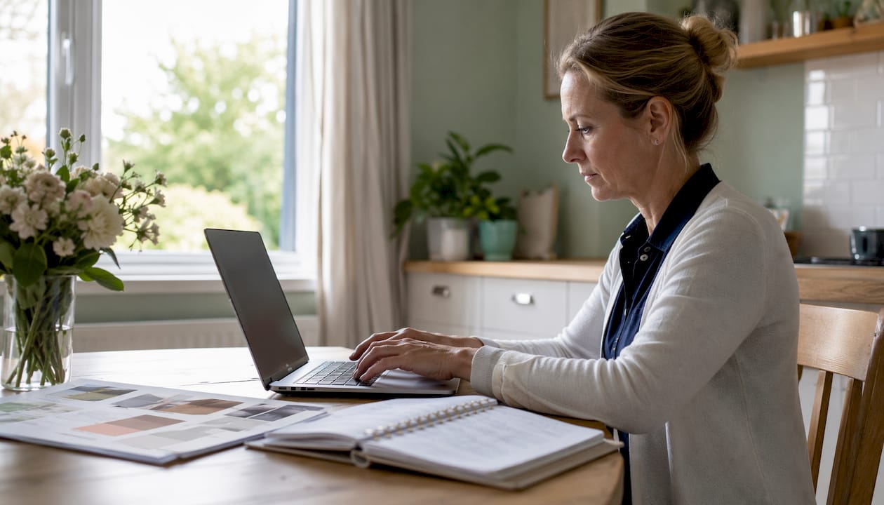 Woman typing email marketing campaign
