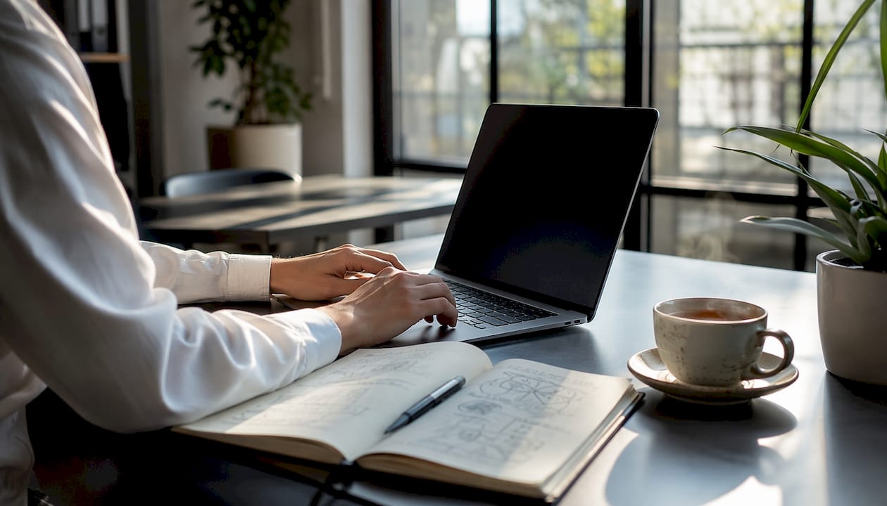 Hands resting at desk symbolizing marketing patience