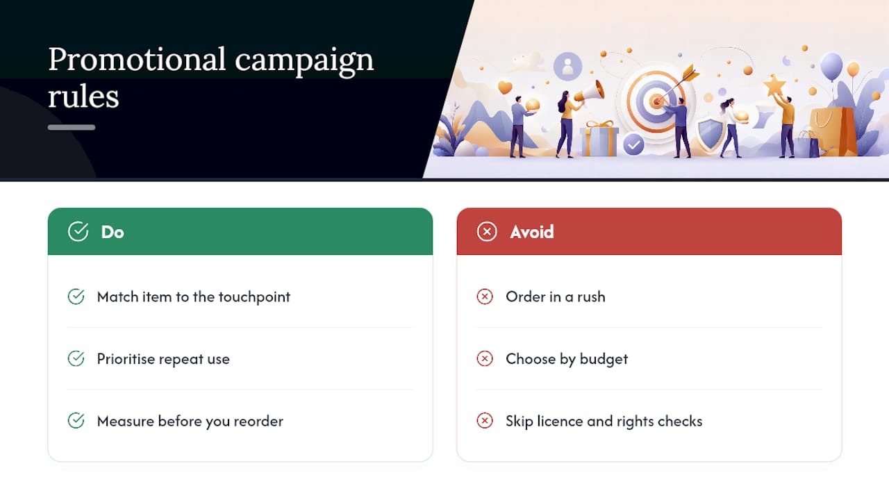 Three rules that separate effective promotional campaigns from expensive clutter — overview diagram