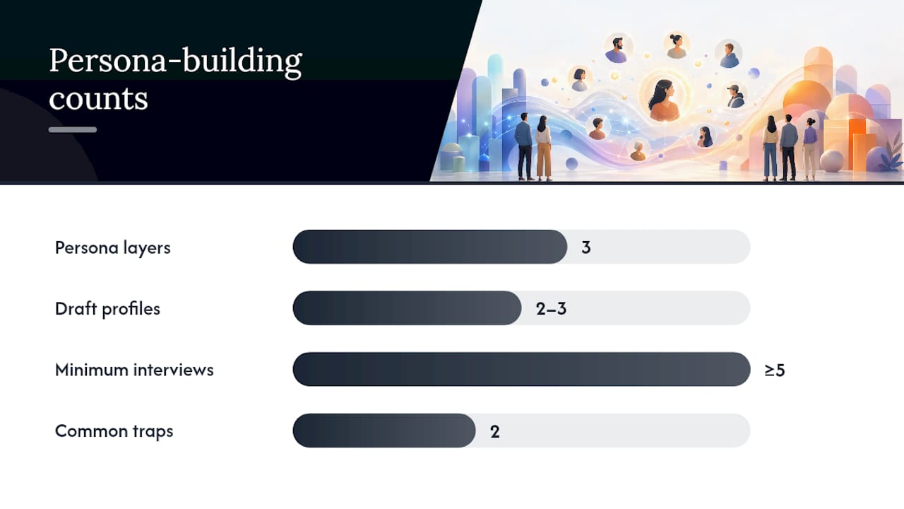 Diagram of buyer persona building steps and common pitfalls