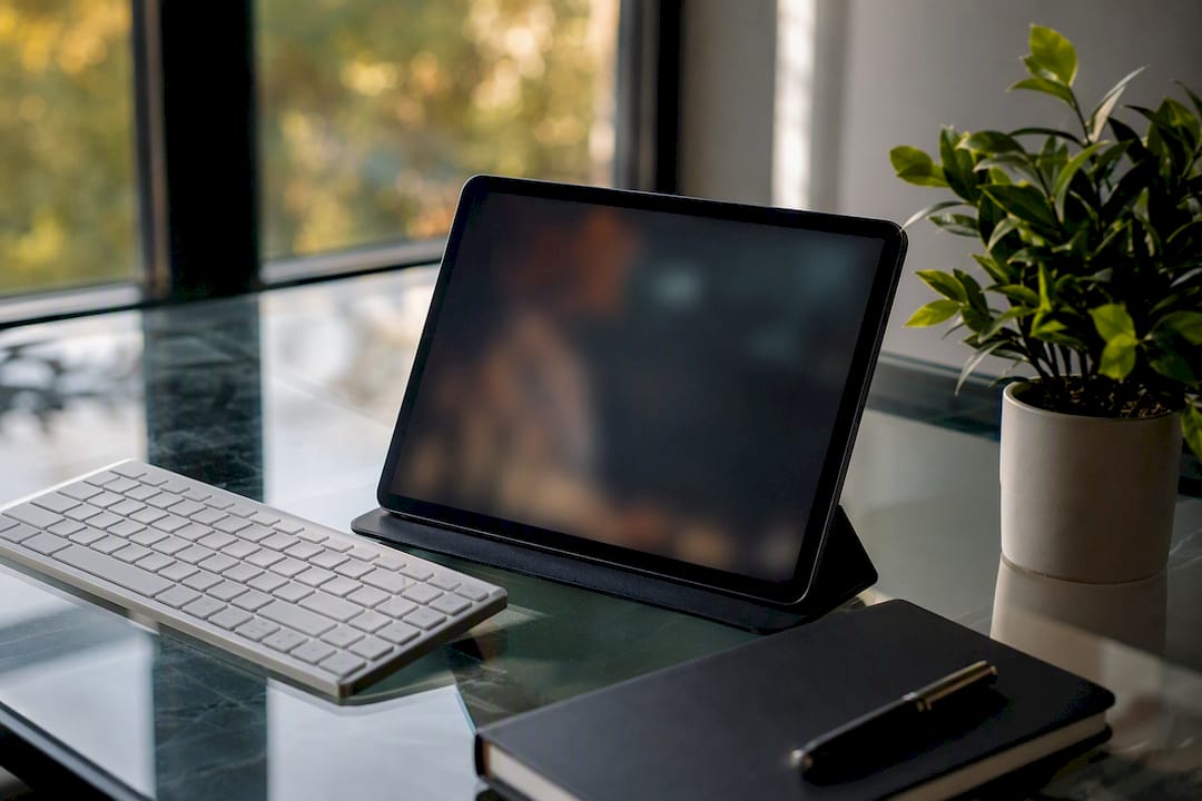 Tablet on desk for landing page testing