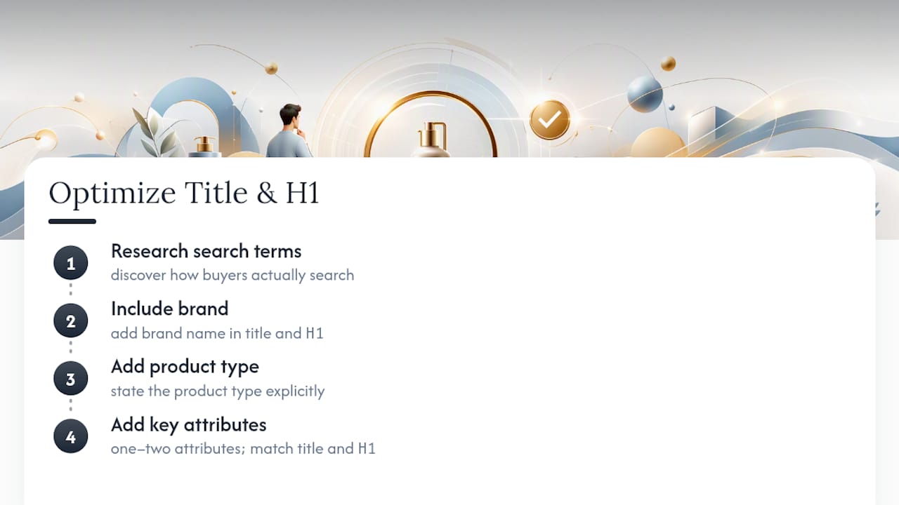 Checklist diagram for SEO title and H1 optimization