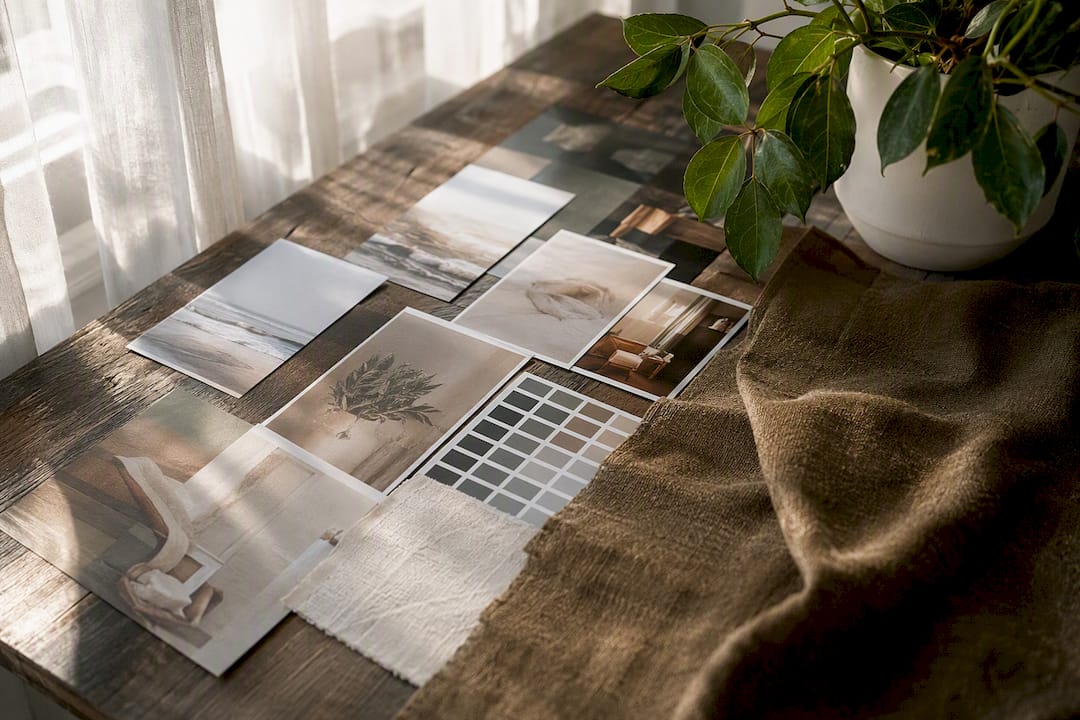 Photography mood board with natural light props