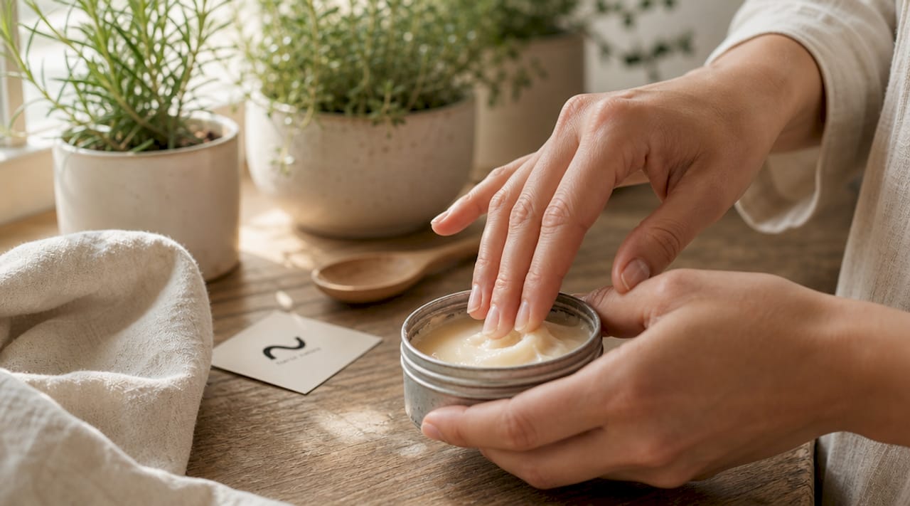 Close-up of hands with petroleum jelly in jar
