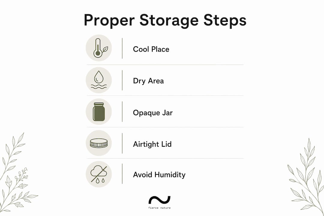 Infographic illustrating proper tallow balm storage steps