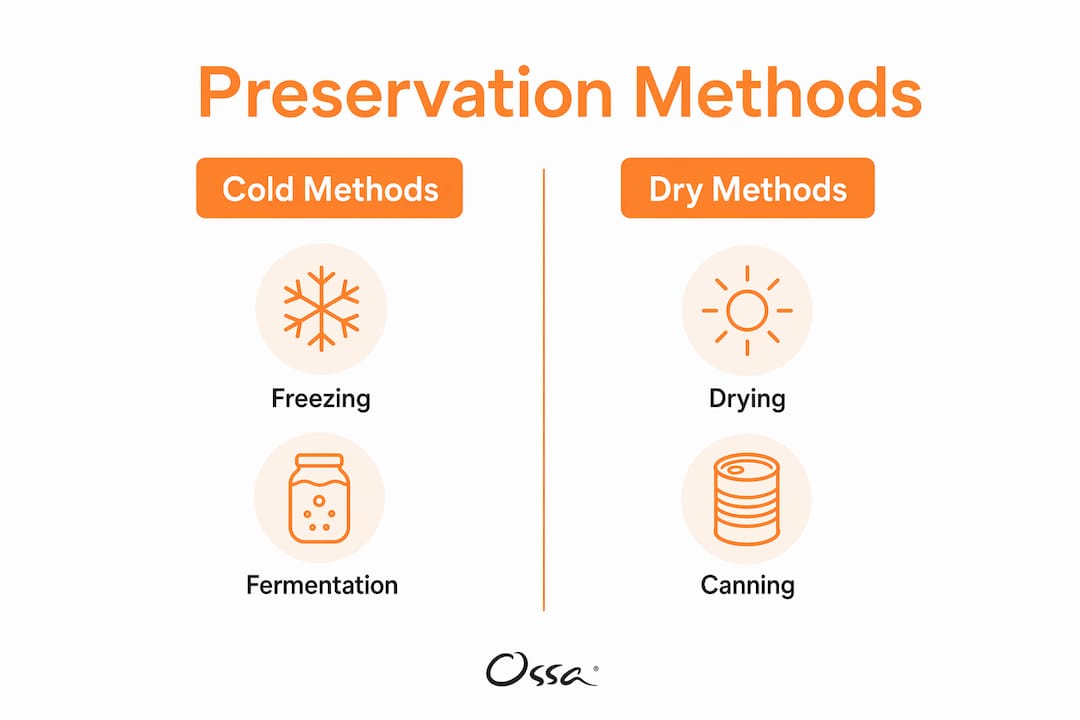 Infographic comparing produce preservation methods