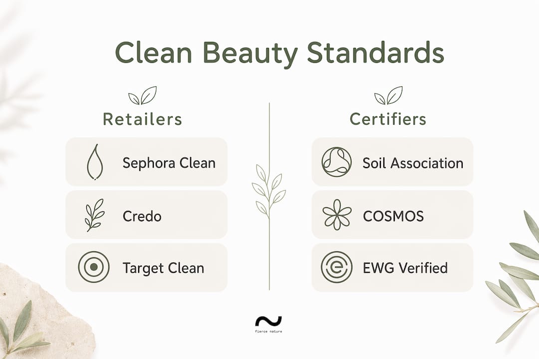 Infographic comparing clean beauty frameworks