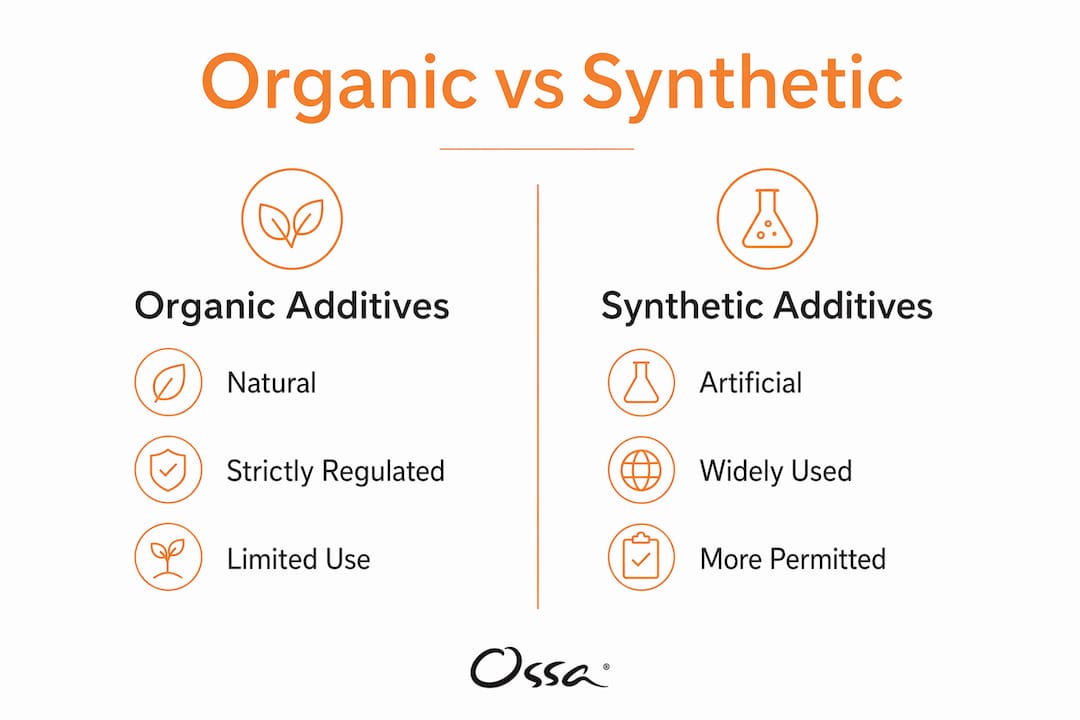 Infographic comparing organic and synthetic additives