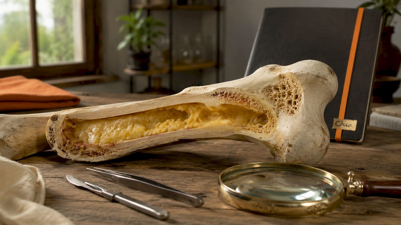 Cross-section of femur bone showing marrow