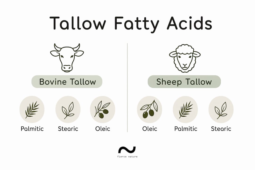 Infographic comparing bovine and sheep tallow fatty acids
