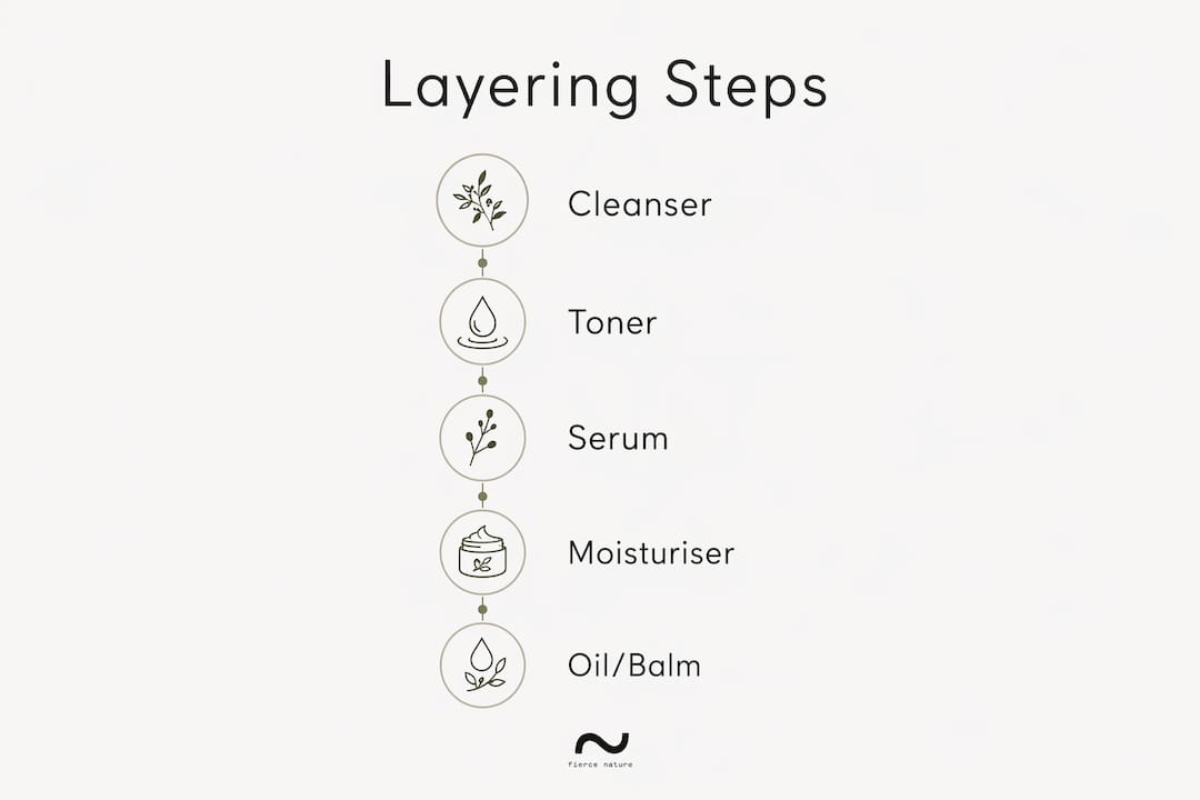 Infographic showing natural skincare product layering order