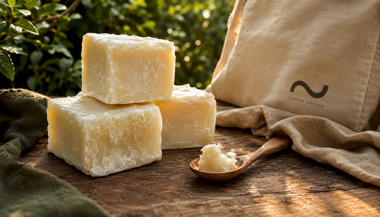 Suet-rendered tallow blocks with natural skincare props