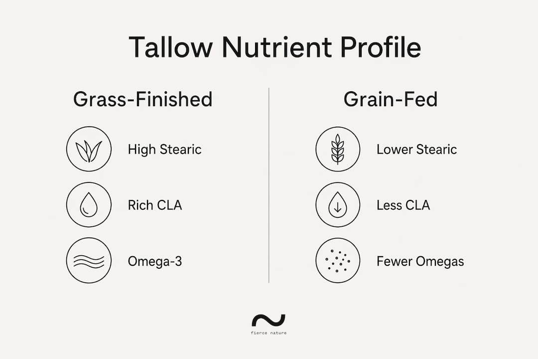 Infographic comparing nutrient profiles of tallow types