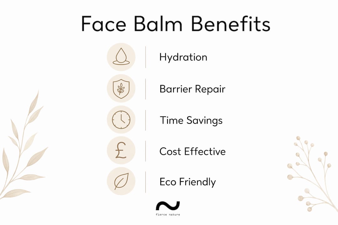 Infographic presenting key benefits of face balm