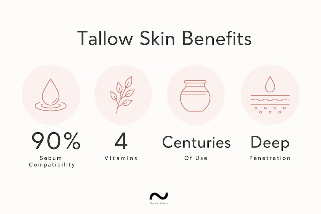 Infographic highlighting key tallow skin benefits