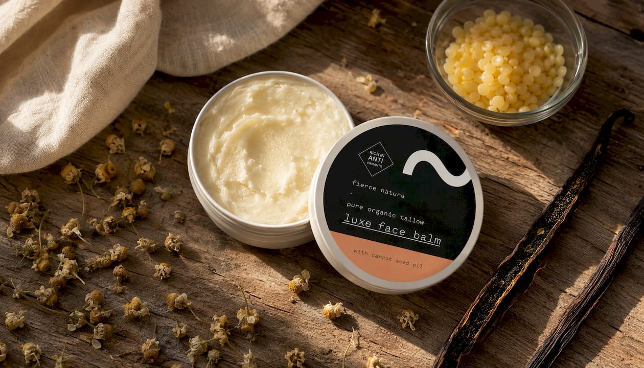 Whipped body balm with natural botanicals and honey pot
