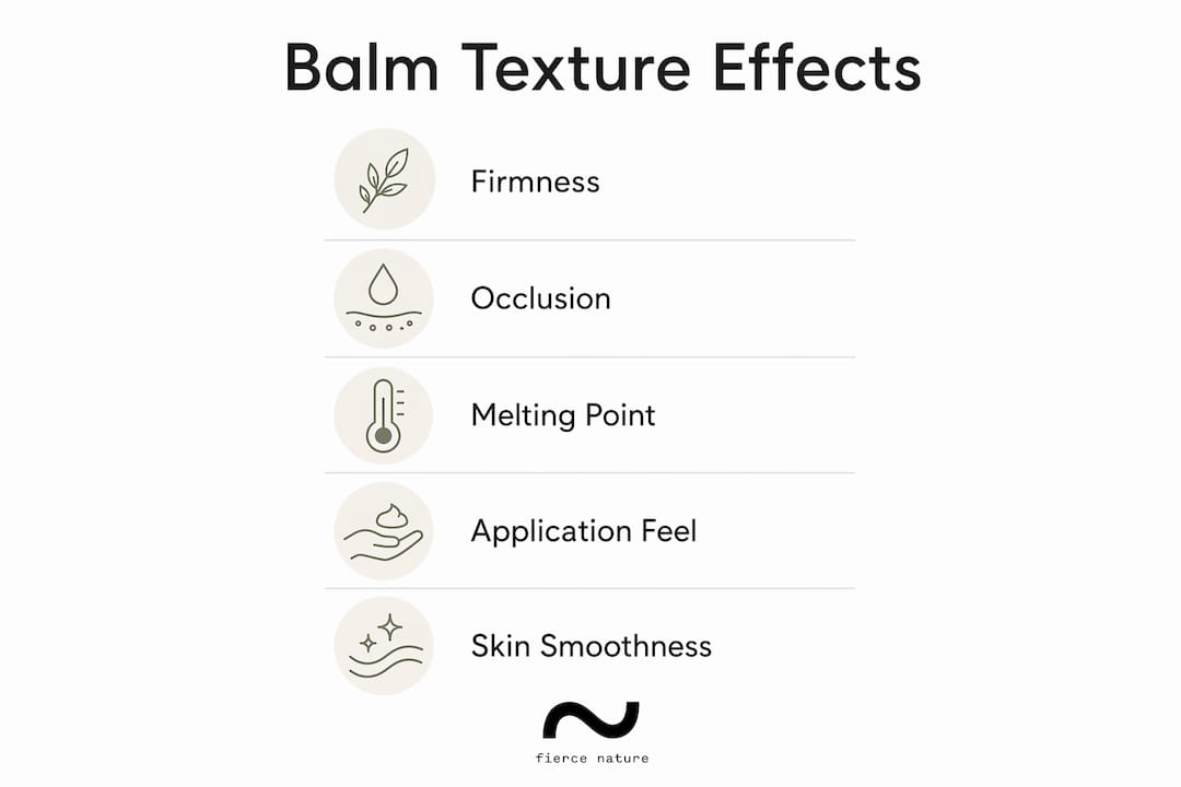 Infographic illustrating effects of cocoa butter balm texture