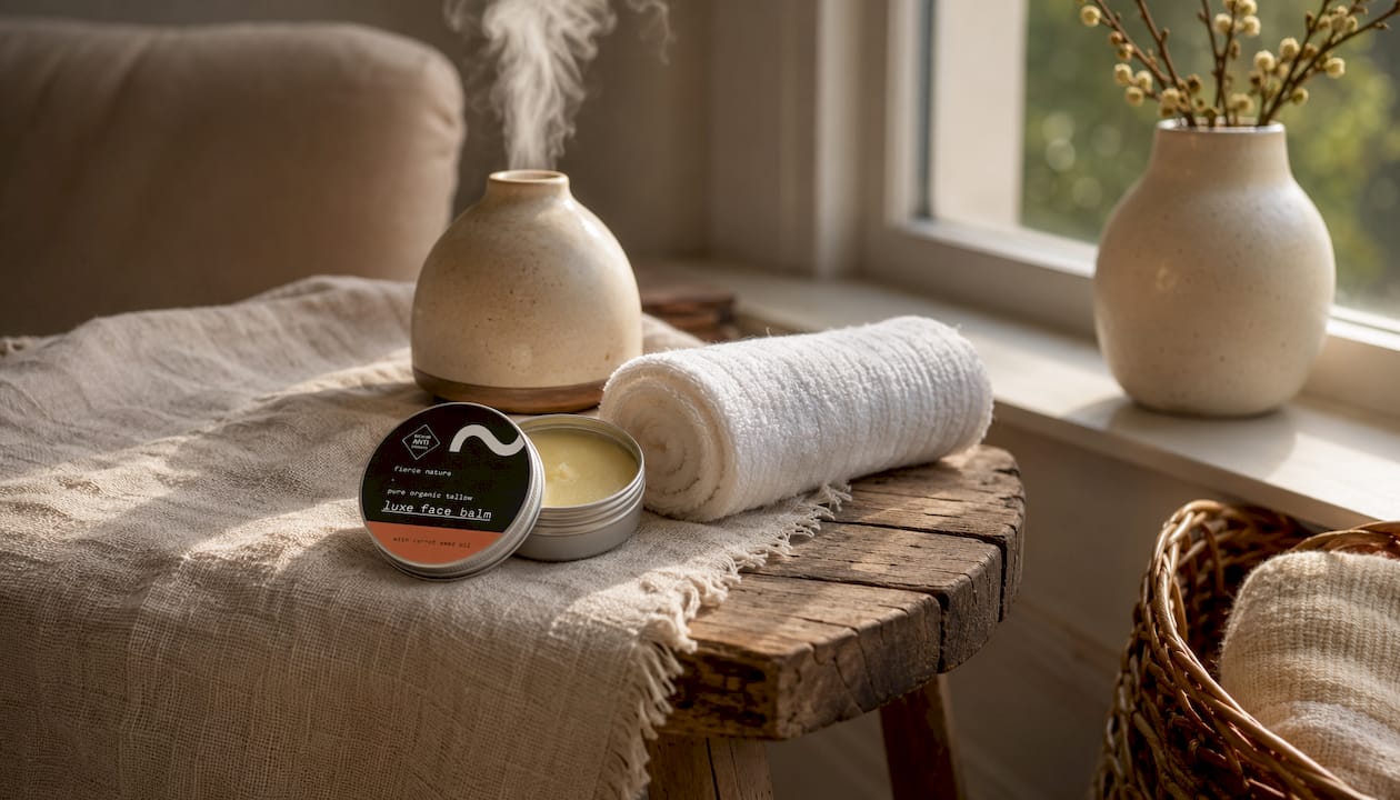 Bedside balm setup for overnight skin repair