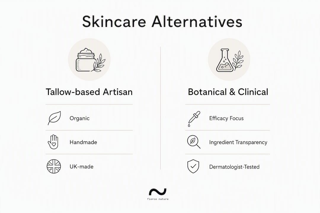 Infographic comparing skincare alternative categories