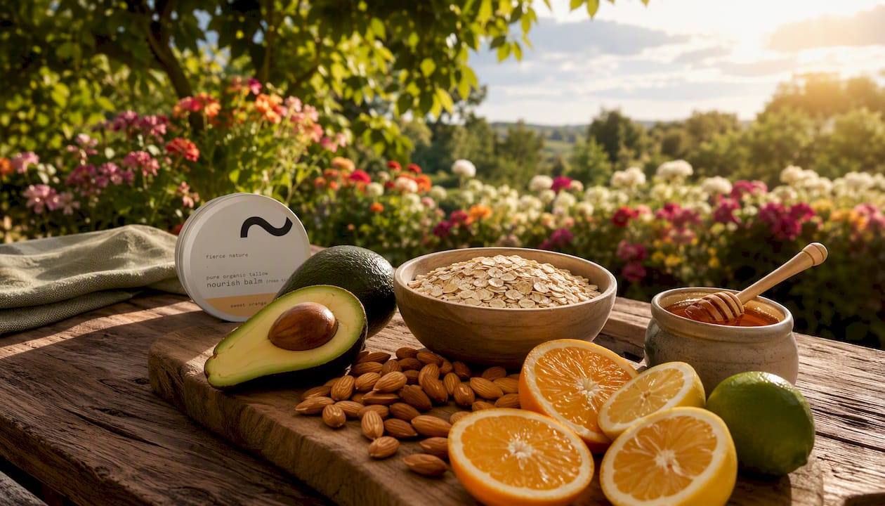 Fresh healthy foods for skin nourishment
