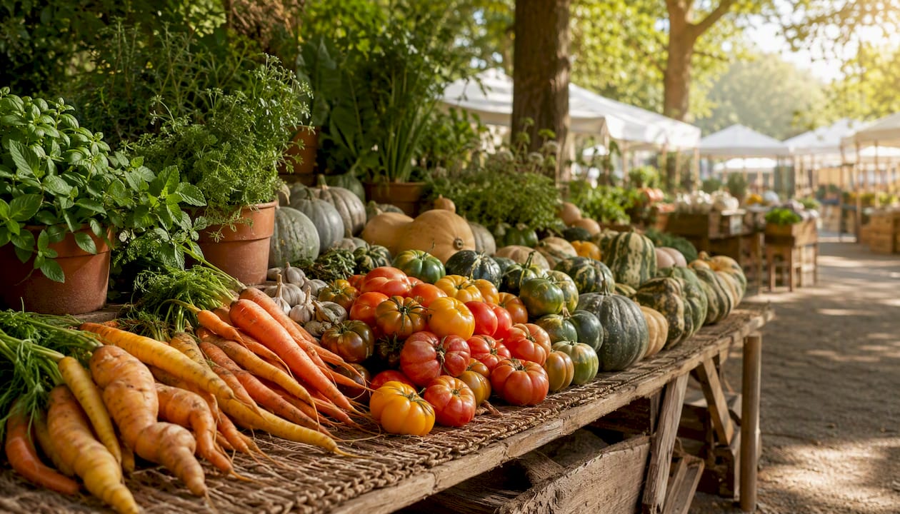 Heirloom vegetables with natural blemishes
