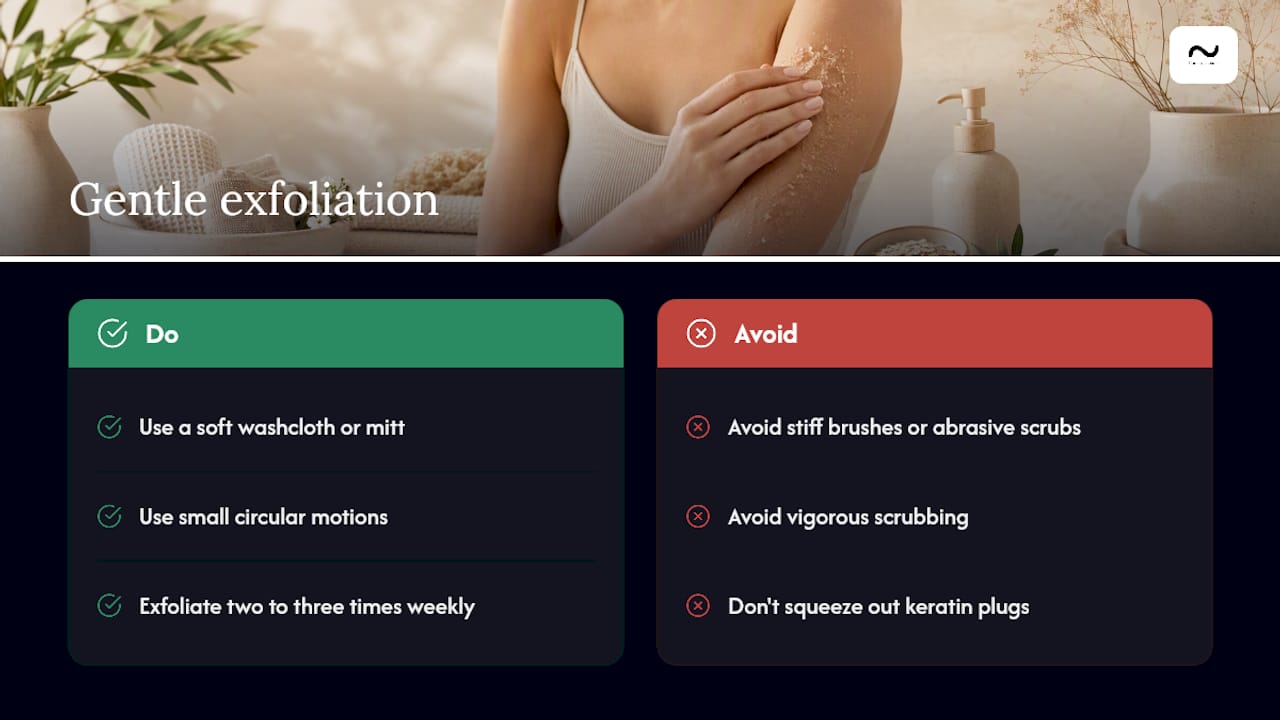 Diagram of 7-step natural keratosis pilaris treatment routine