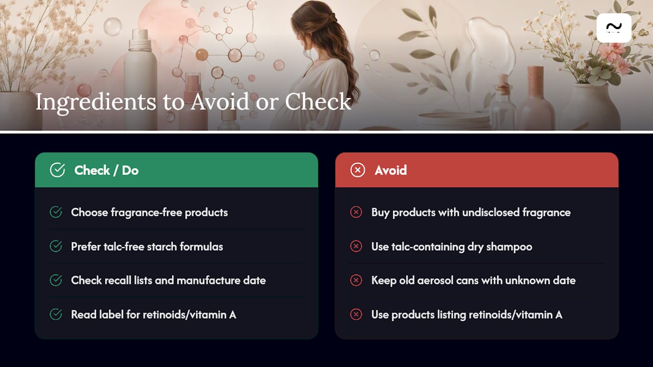 Ingredient categories to check during pregnancy