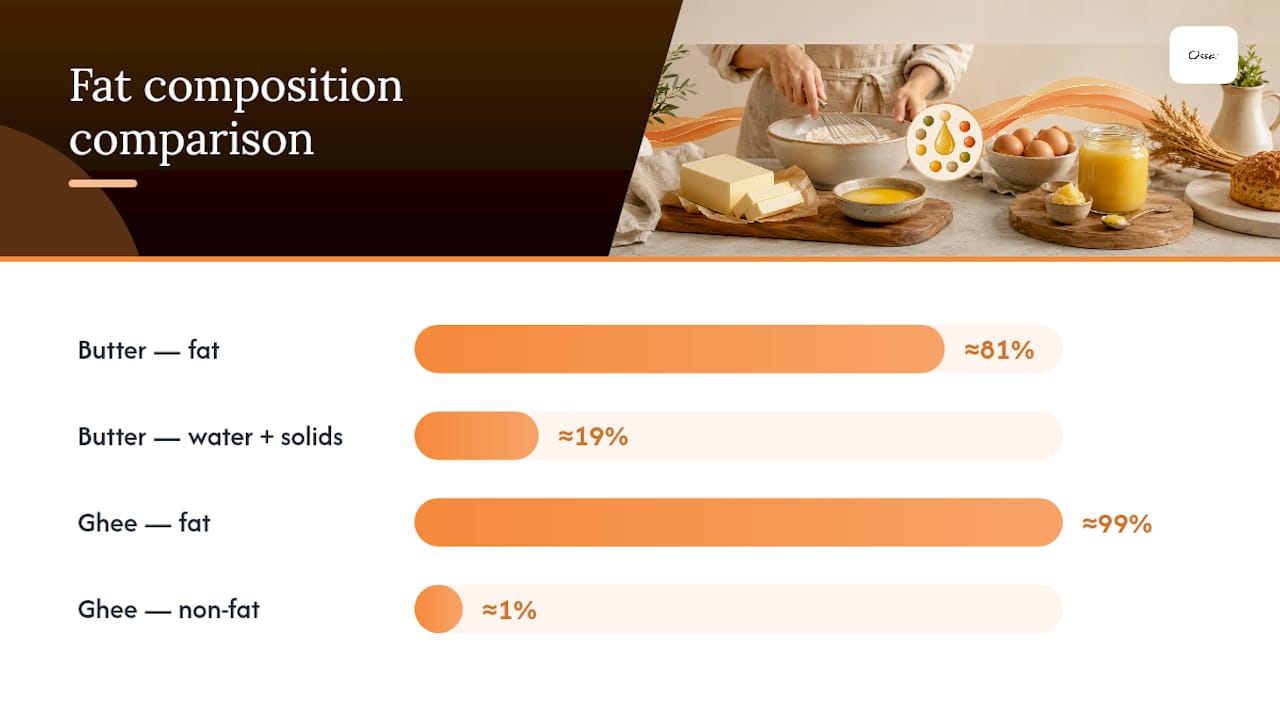 Butter and ghee fat composition comparison