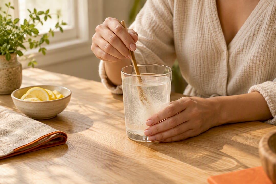 Collagen powder stirred into cool water