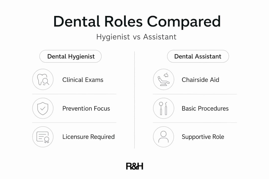 Infographic comparing hygienist and dental assistant