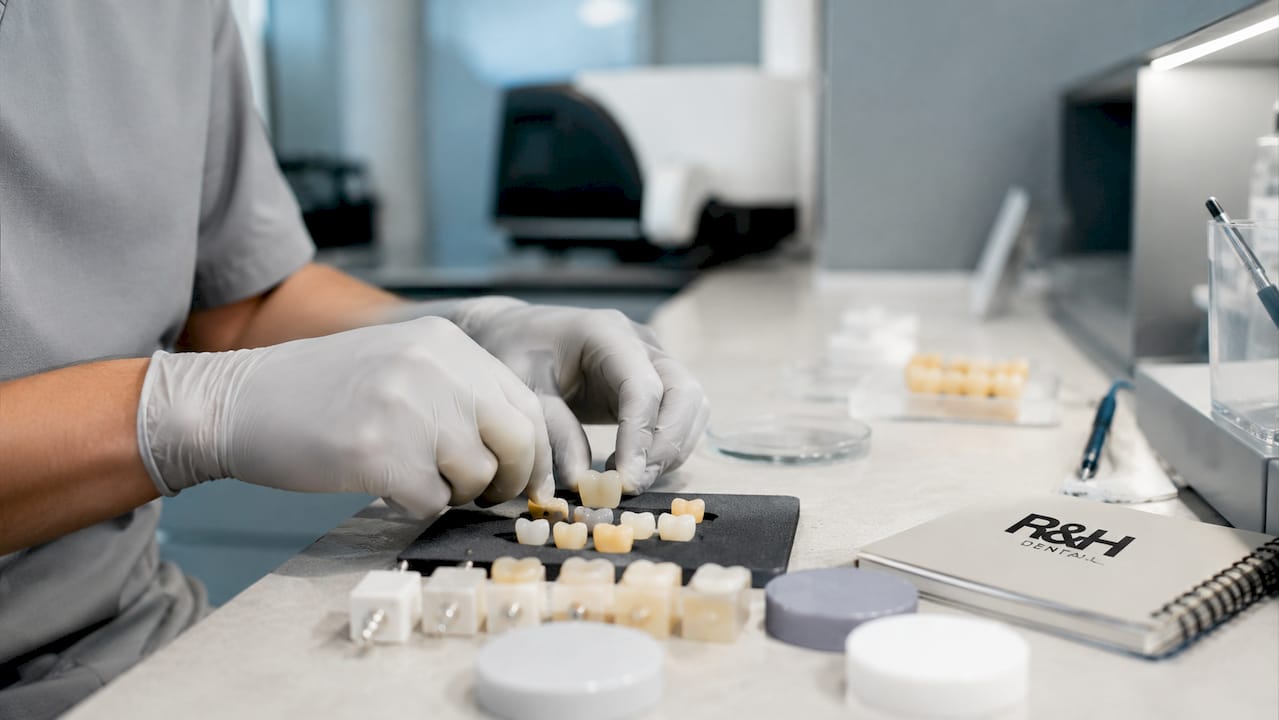 Close-up of dental materials in lab at RH Dental