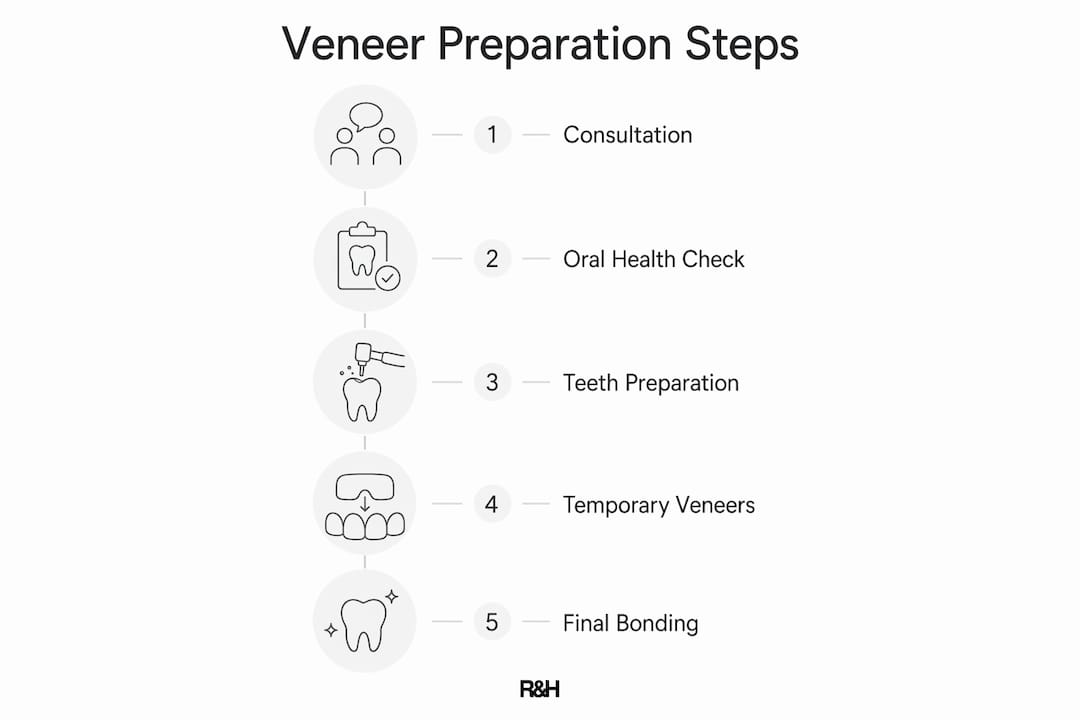 Infographic detailing five key veneer preparation steps