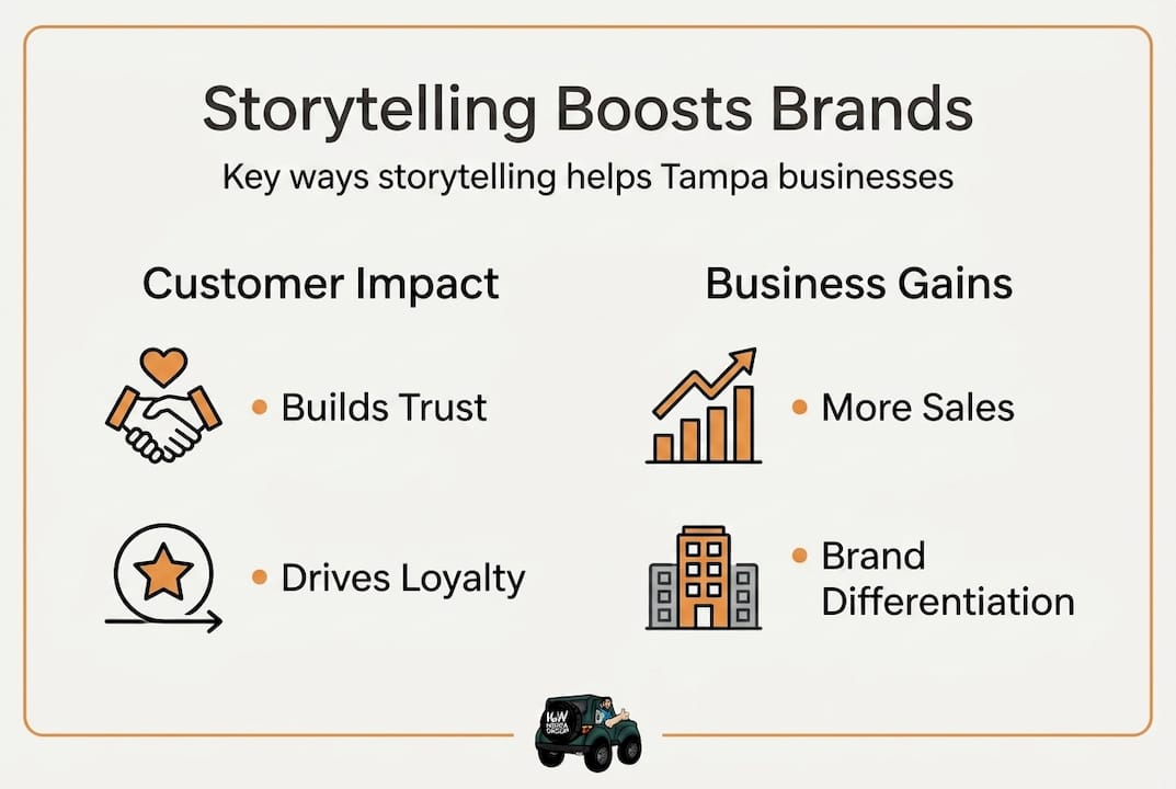 Infographic showing brand storytelling benefits