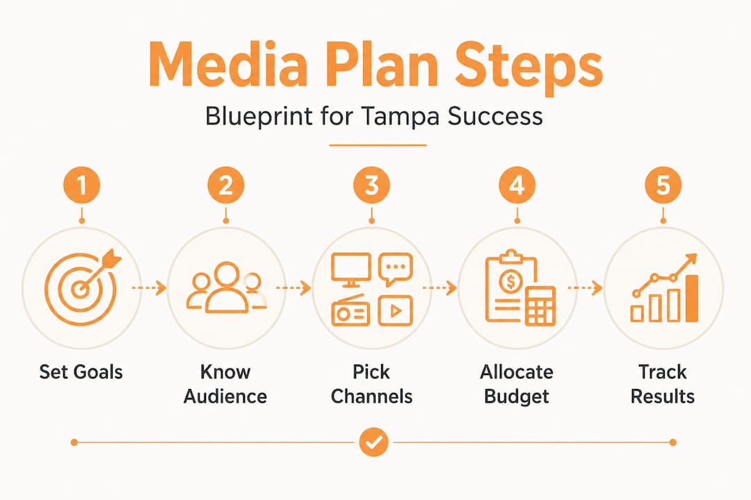 Infographic showing media planning process steps