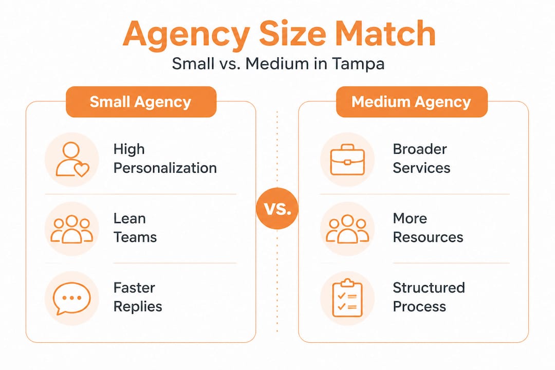 Infographic contrasting small and medium agency features