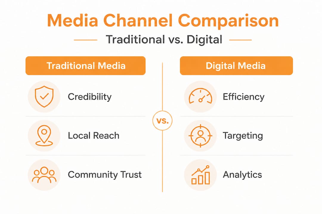 Infographic comparing traditional and digital media