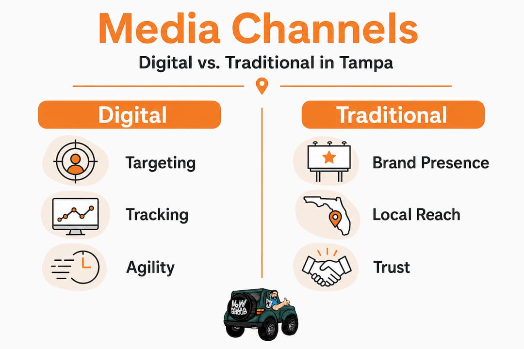 Infographic comparing digital and traditional media channels