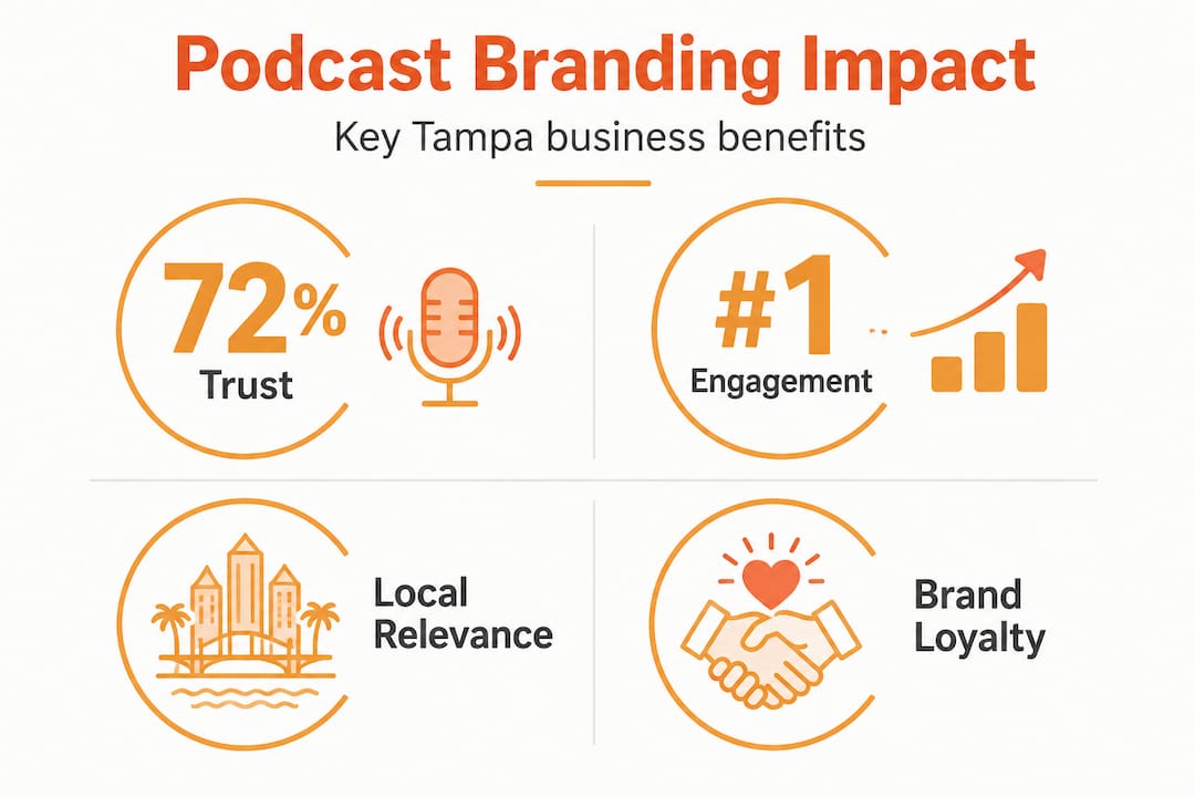 Infographic showing podcast branding benefits statistics