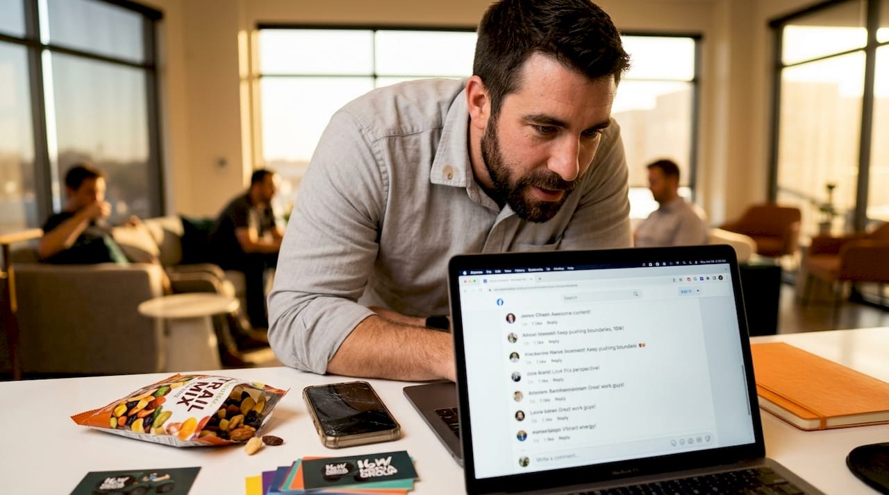 Manager checking audience engagement data