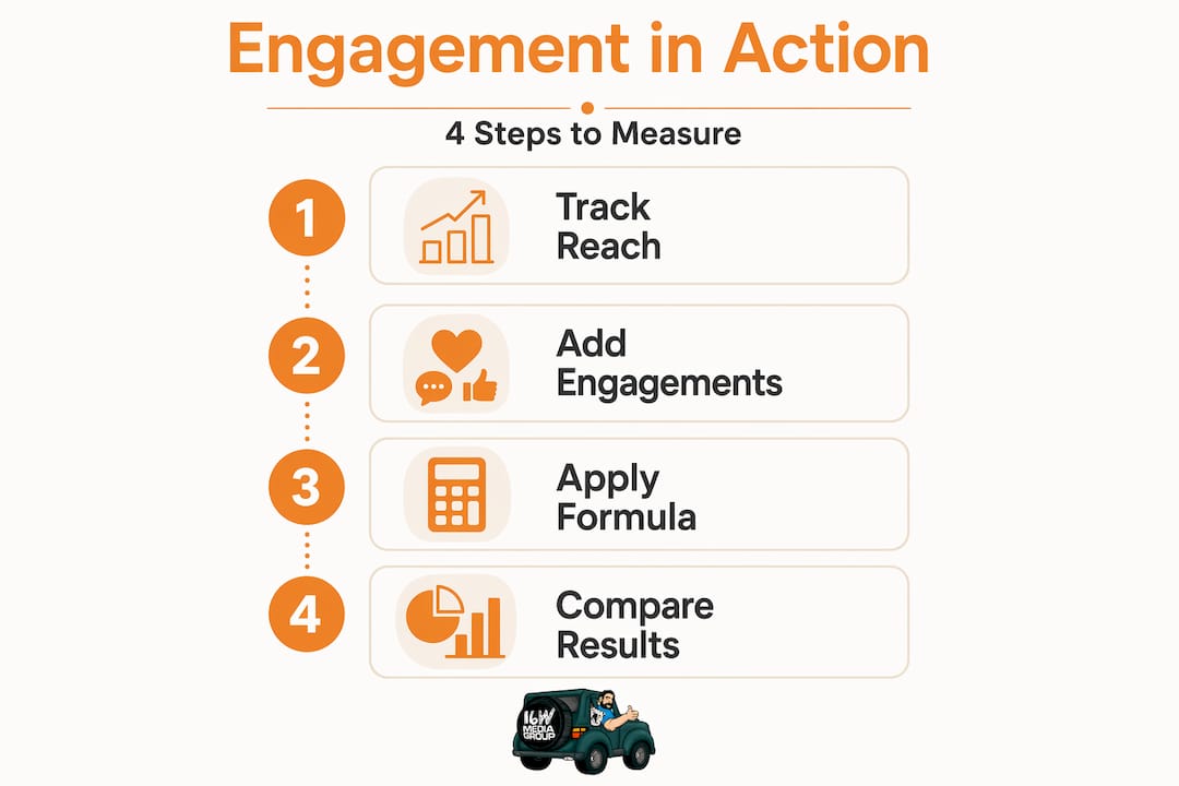 Infographic outlining audience engagement measurement steps