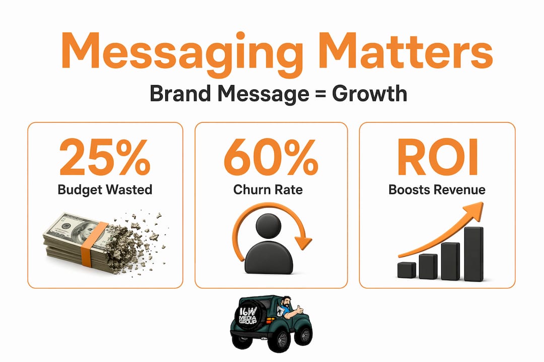 Infographic showing brand messaging impact statistics