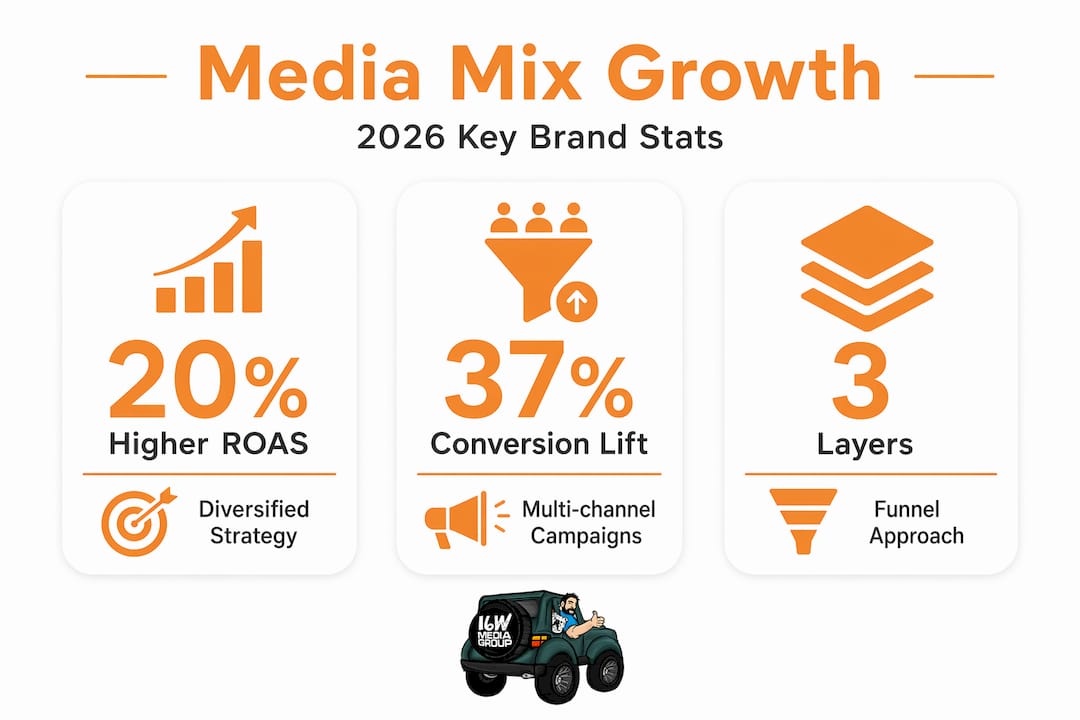 Infographic showing media mix impact stats