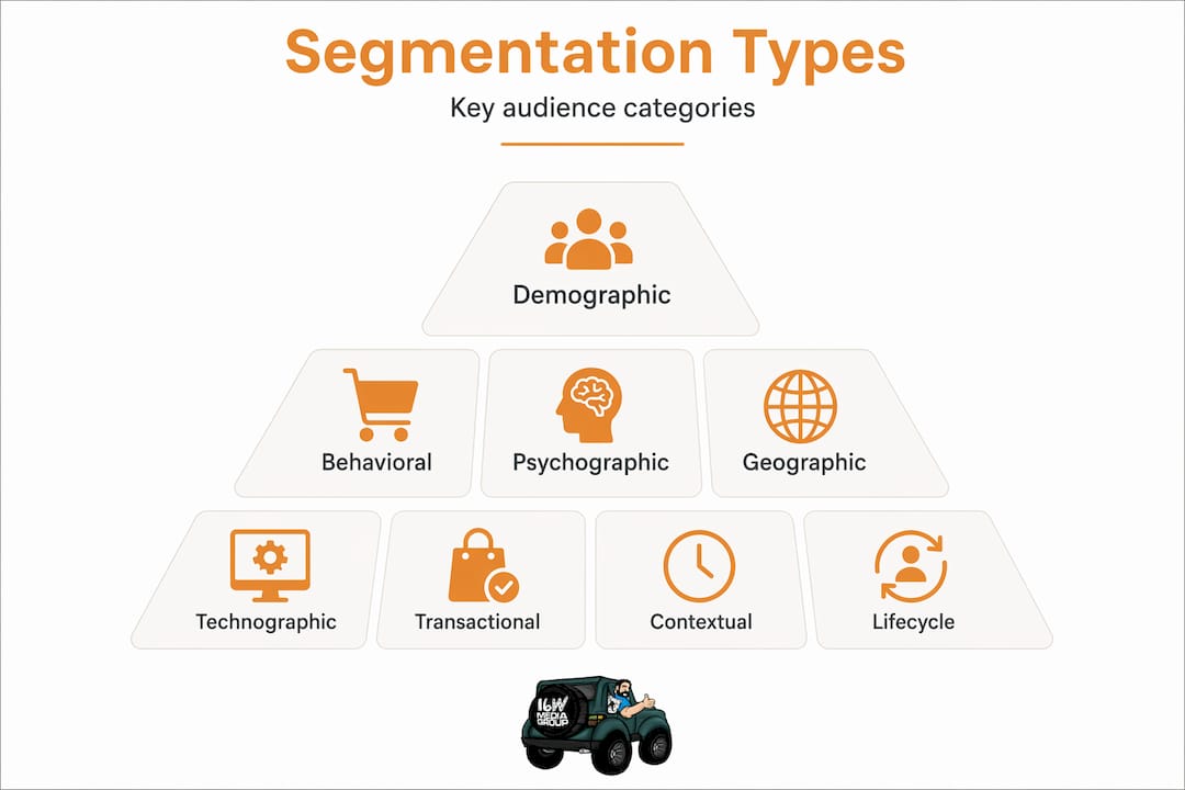 Infographic showing types of audience segmentation