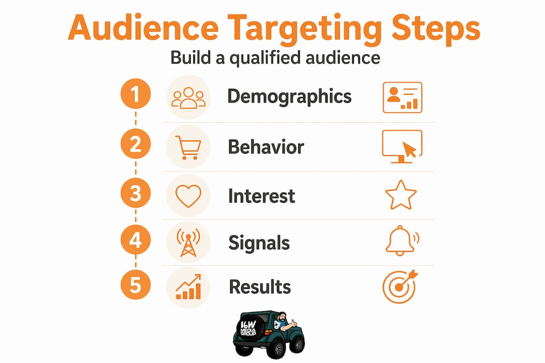 Infographic showing steps to qualified audience targeting