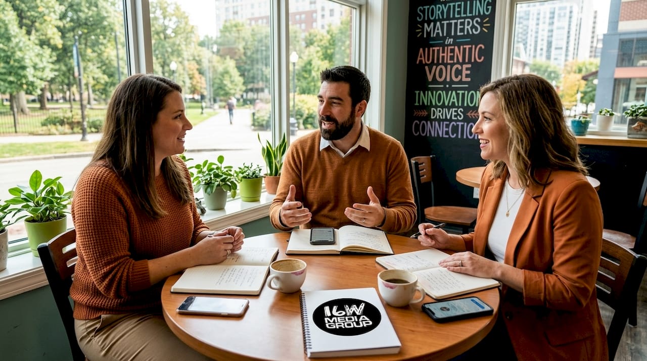 Media professionals collaborating on audience engagement