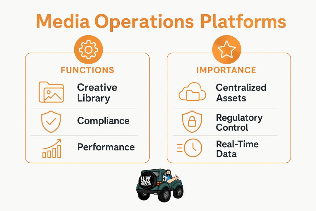 Infographic comparing media operations functions and importance