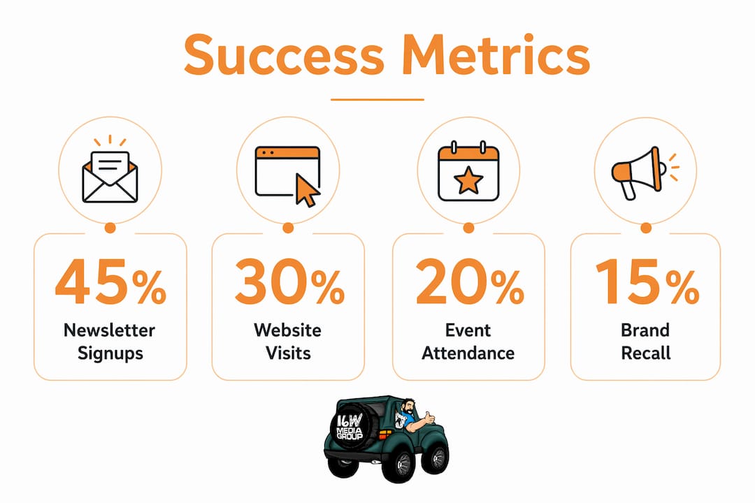 Infographic illustrating key success metrics for media partnerships