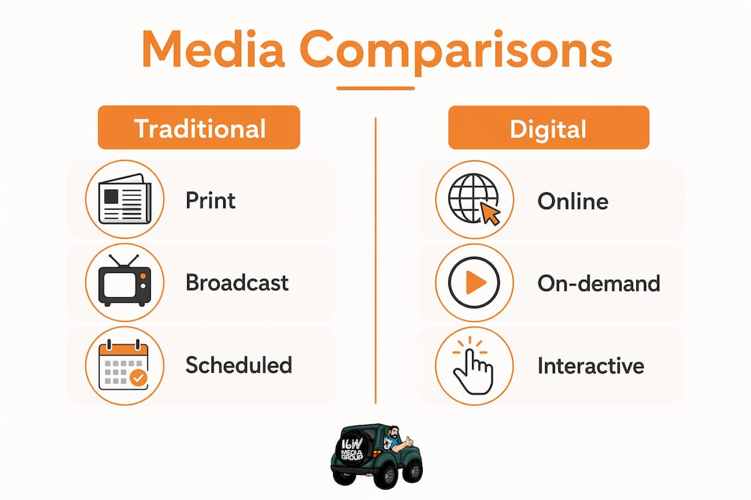 Infographic comparing traditional and digital media features
