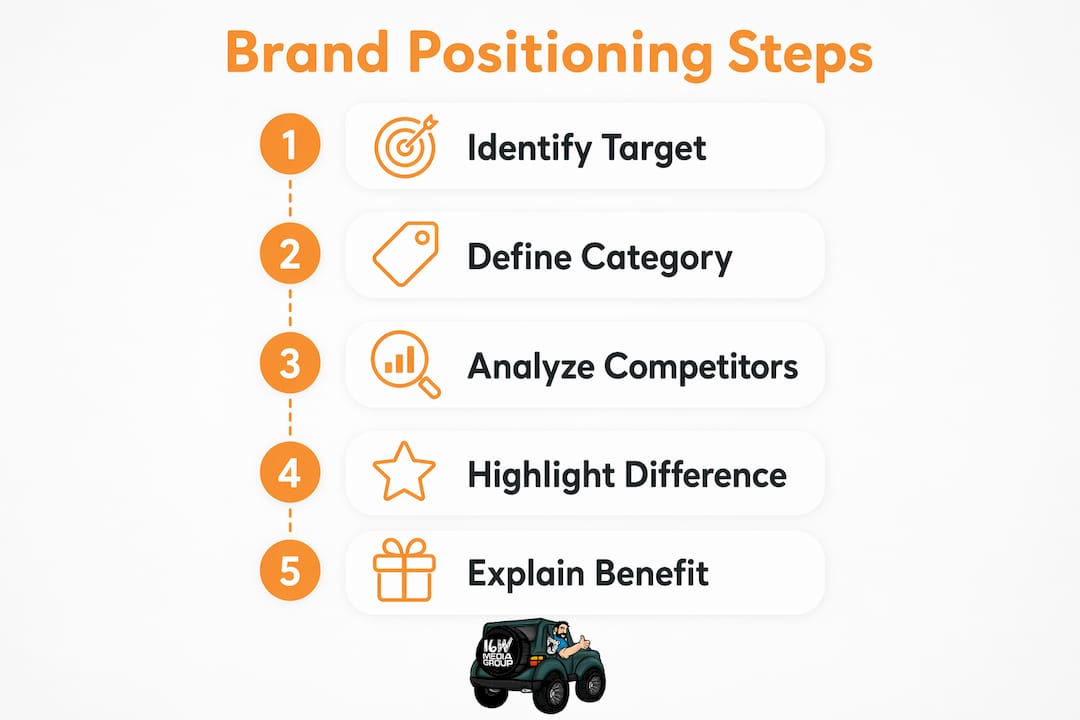 Infographic showing brand positioning key components